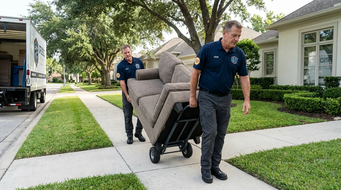 Local residential moving crew loading furniture in Gwinn, MI