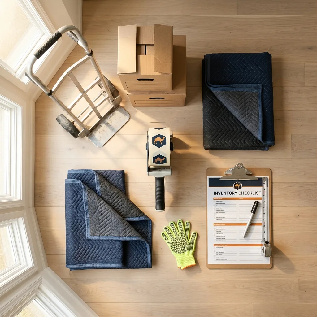 Professional moving supplies and packing materials layout for Gwinn residential relocations